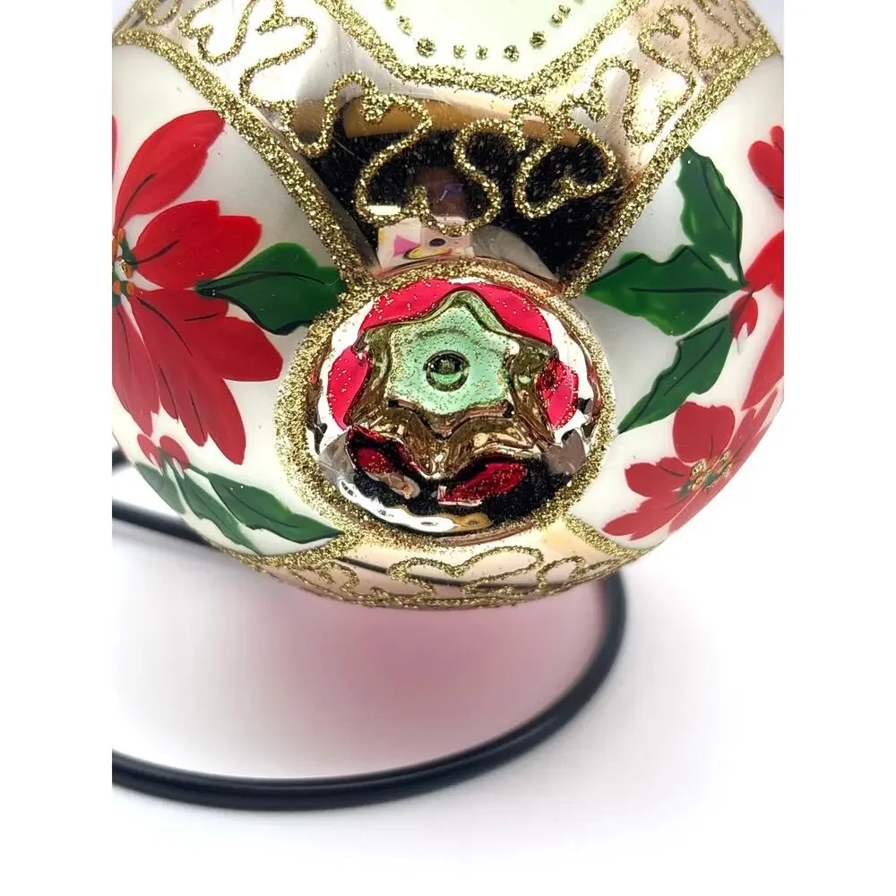 Hallmark Keepsake Ornament Gold Indent Poinsettia Design 1998 & Acrylic Ornament